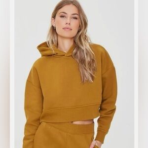 Forever 21 Women’s Brown Cropped Hoodie-size S